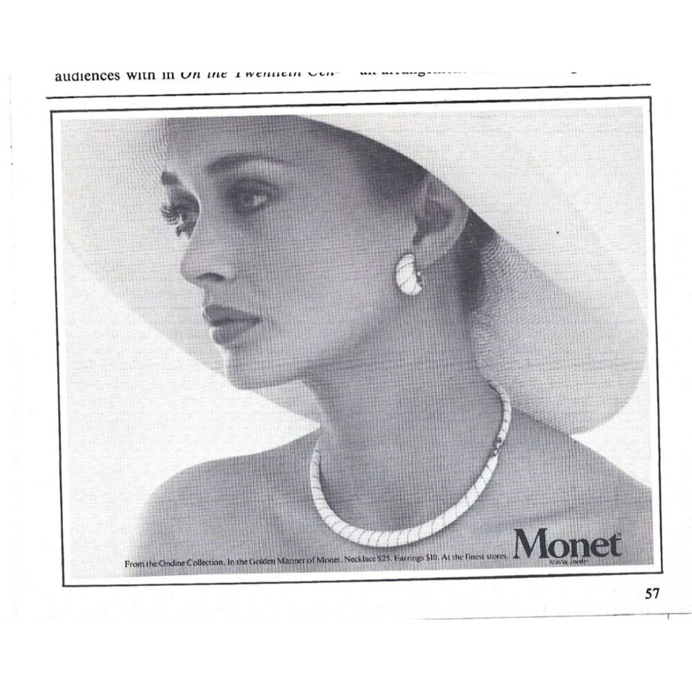 Monet Vintage Jewelry Print AD 1970s Ondine Collection Women Fashion